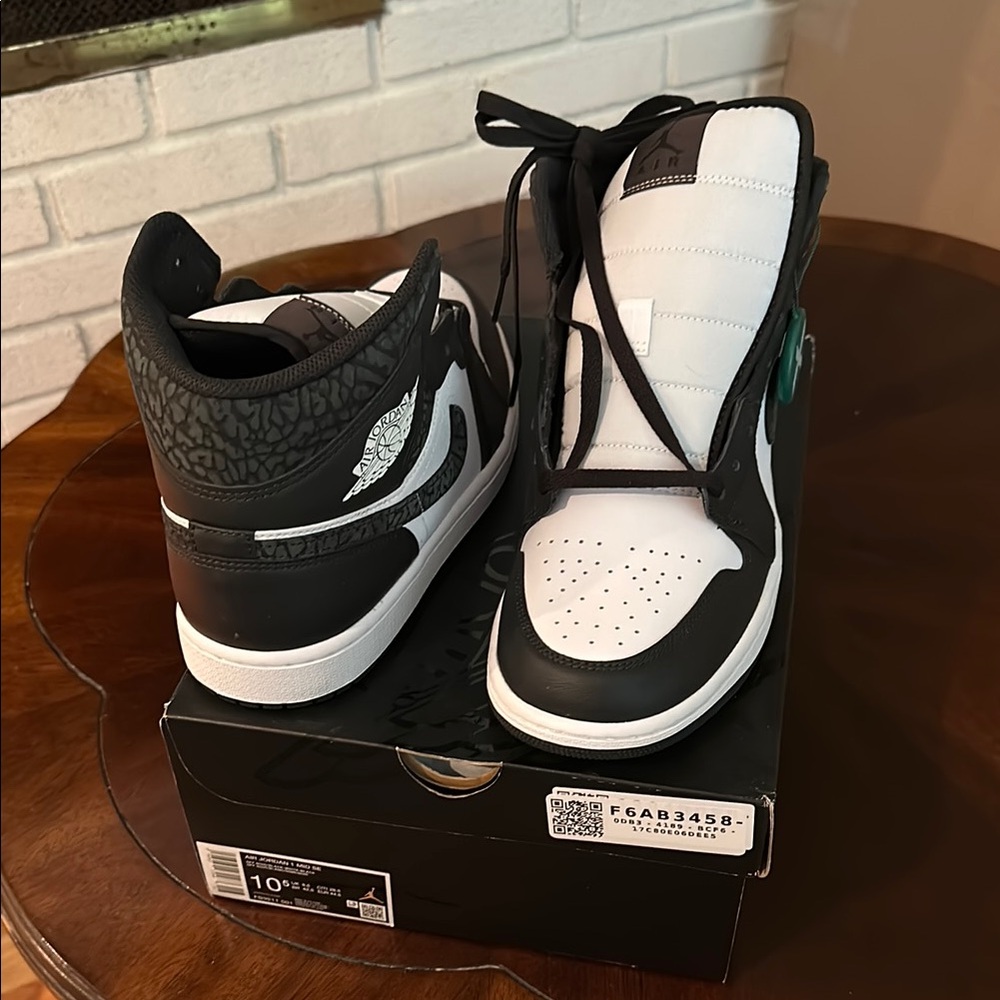BRAND NEW IN BOX - Jordan Black and White Elephant High-Top Sneakers